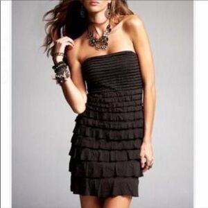 Y2K Express Strapless Black Ruffle Dress